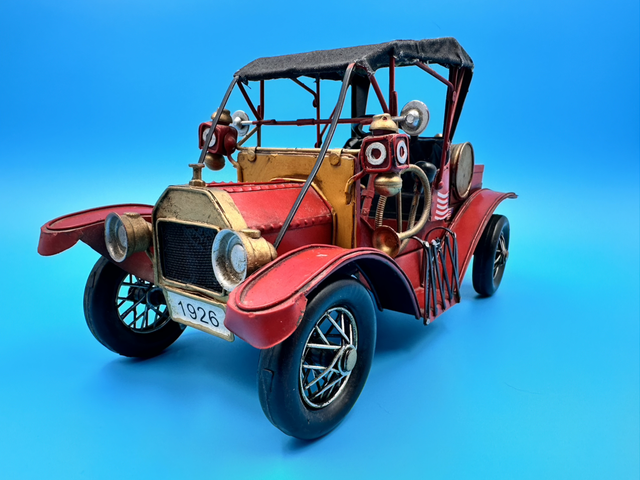 Retro Metal Tin Red Antique Car 30cm