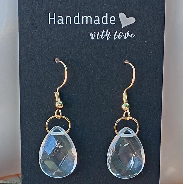Clear Quartz Gold Earrings