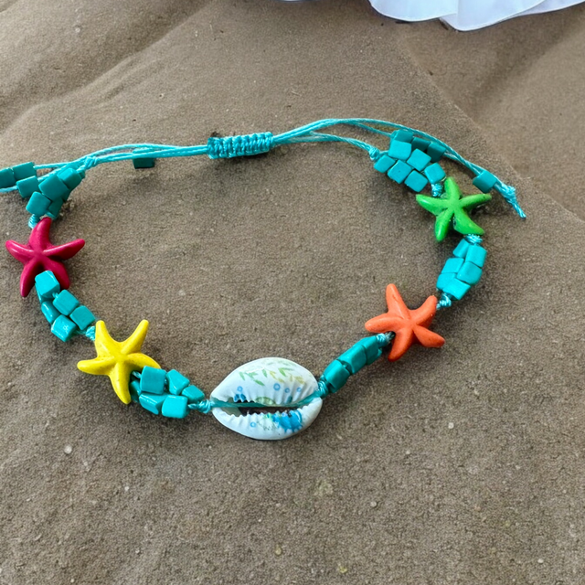 Cowrie Shell with Starfish and Amozonite