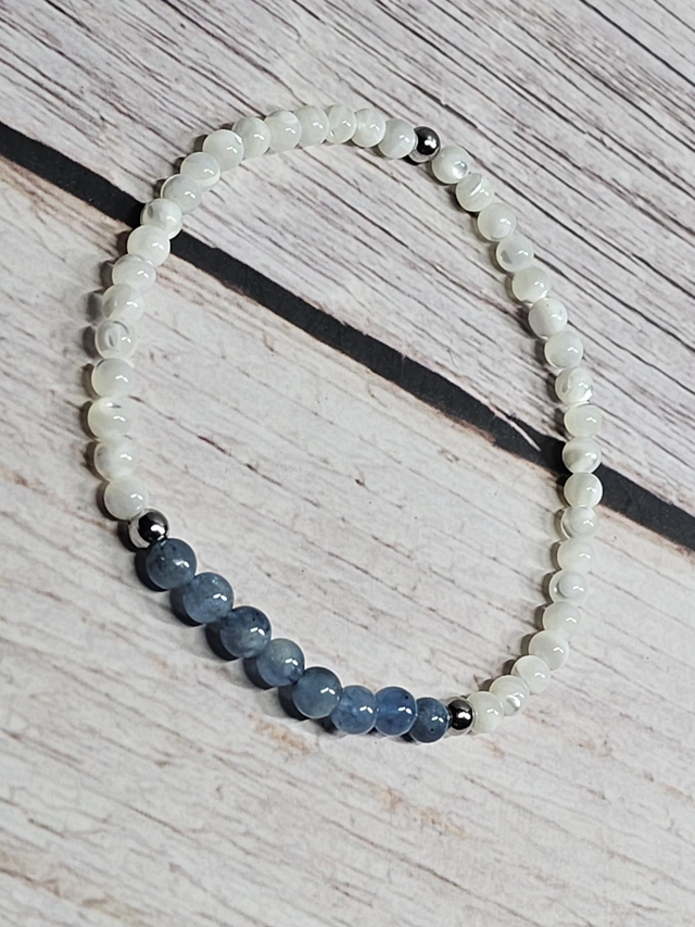Bracelet Aigue-marine &amp; Nacre 3 mm – Douceur &amp; Harmonie