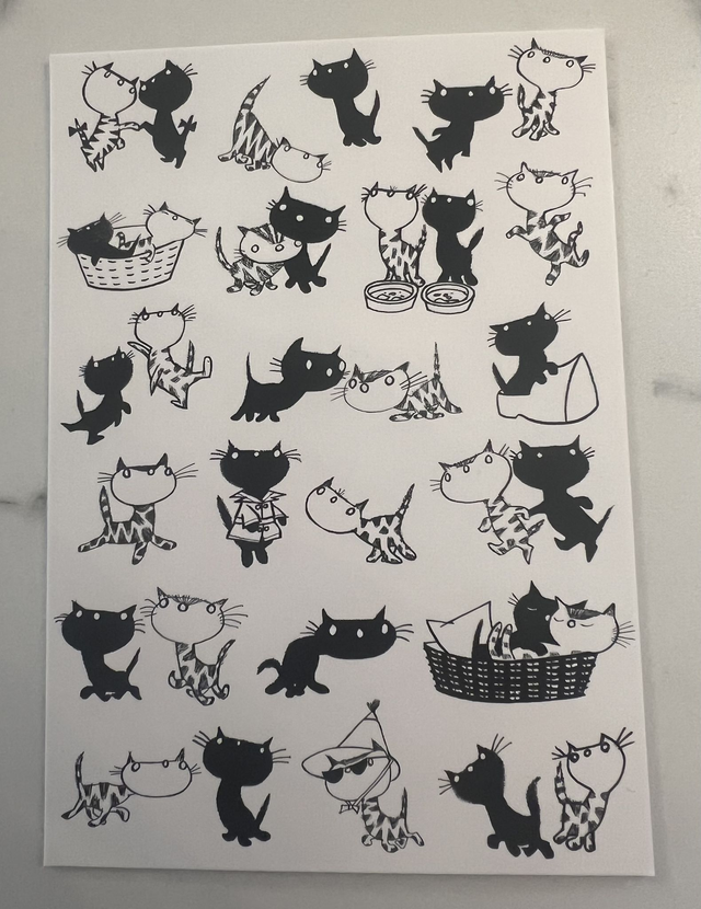 Pim &amp; Pom post kaart - zwart wit