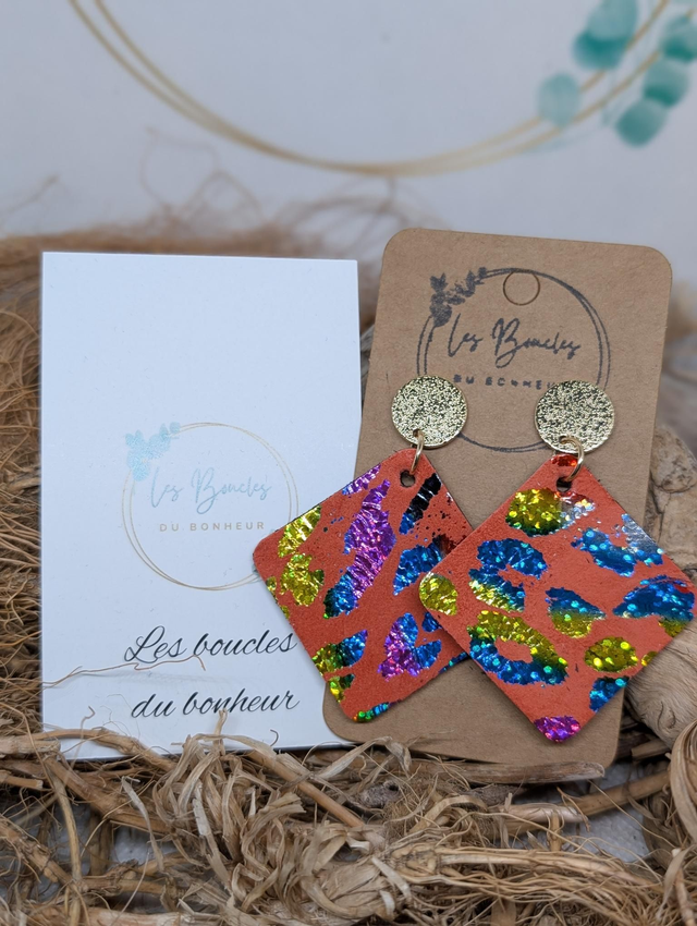 Boucles d&#039;oreilles Chouquette orange multicolore chou006