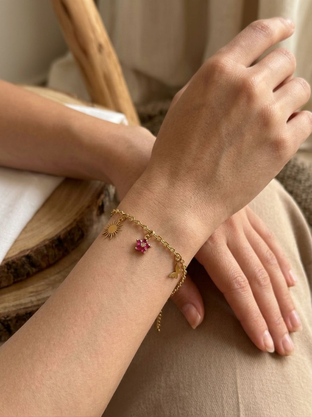 Bracelet chaîne lips avec pampilles