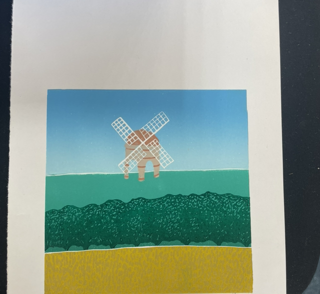 Chesterton Windmill Reduction Lino Print - Limited Edition 