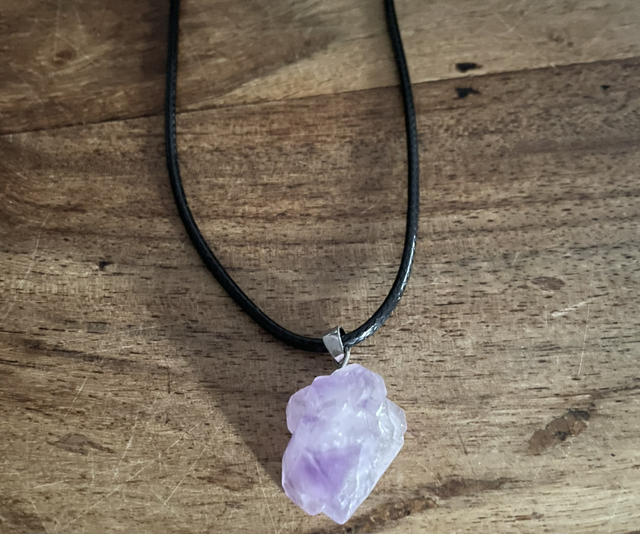 Raw Amethyst nugget on 17”-19” cord