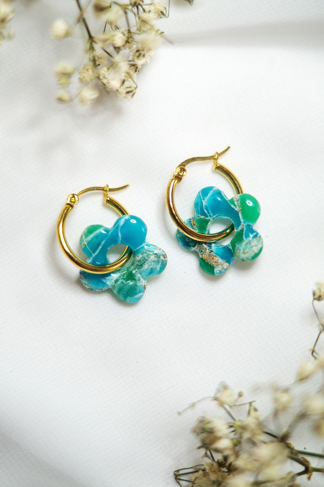 Coloris océan - Boucles Fleur
