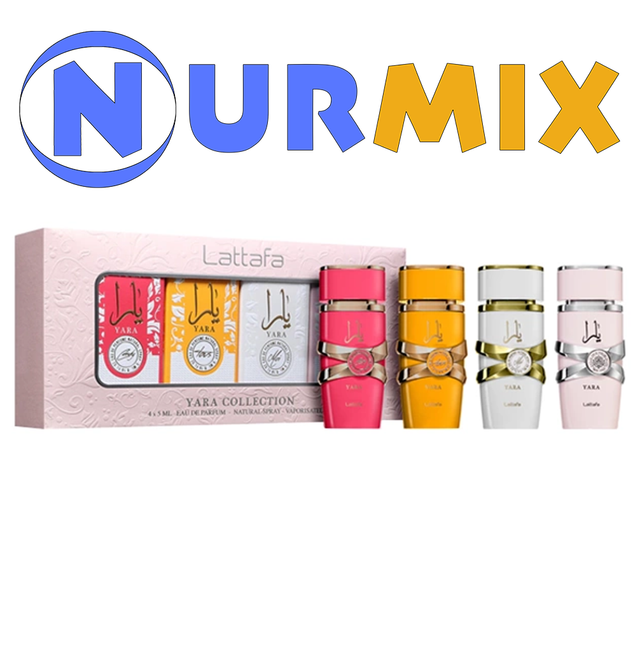 Lattafa Eau de Parfum Yara 5 ml + Yara Candy 5 ml + Yara Tous 5 ml + Yara Moi 5 ml