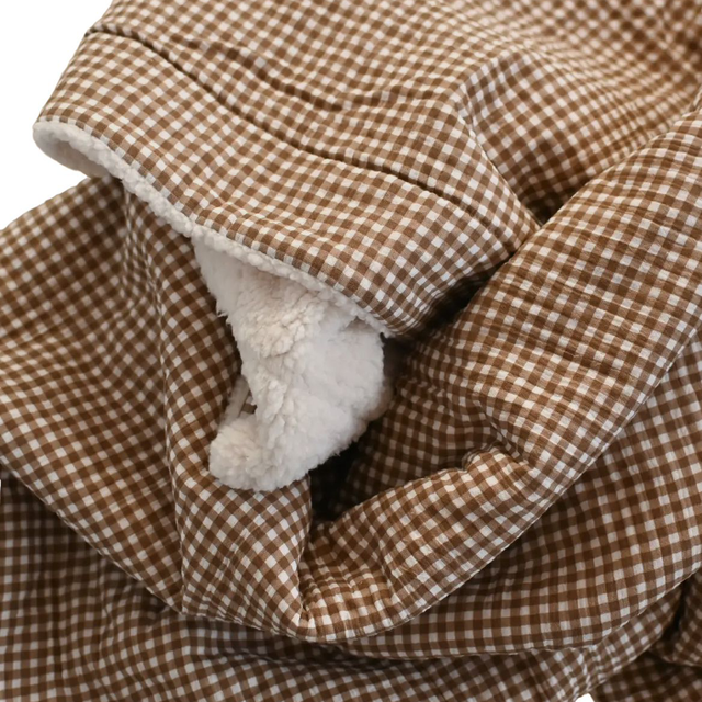 Mousseline- & Sherpa-Decke Vichy Braun