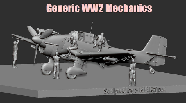 RB Miniatures - WWII Mechanics at Work (Available in 1/72 and 1/48)