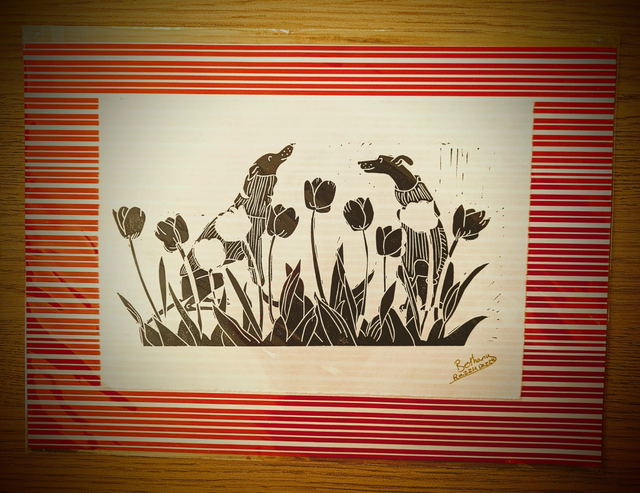 Dogs in Holland - Lino Print