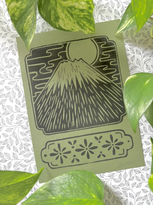 Dreaming of Fujisan ~ Linogravure A5