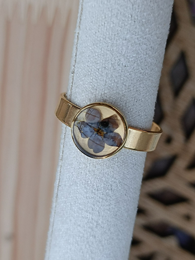 Bague fine réglable 8 mm - Or - Fleur Bleue