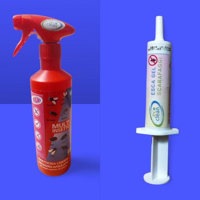 Kit Esca Gel Scarafaggi siringa 10g più Spray Multi insetto 400ml Pronto Uso