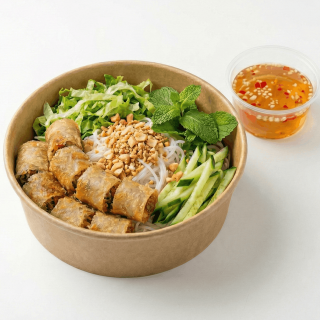 Reisnudeln mit Frühlingsroll (Bún Chả Giò)