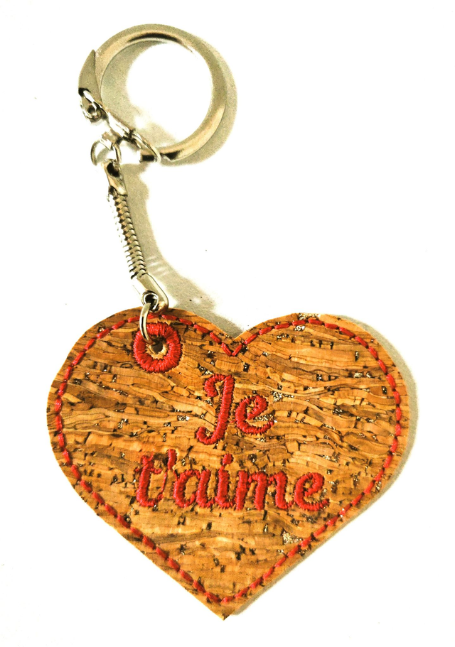 Porte clé brodé "Je t'aime" 