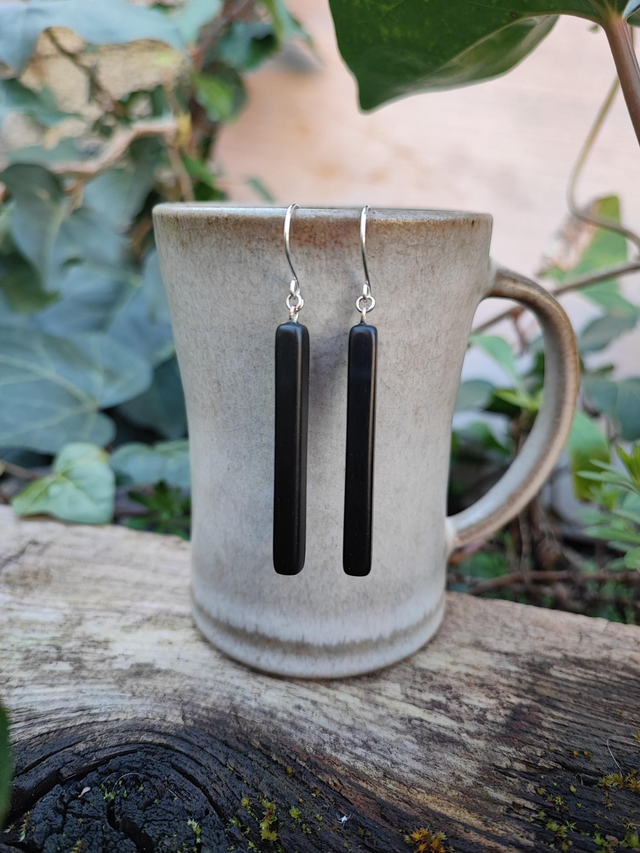 Boucles d'Oreilles en Bois d'Ébène du Gabon et Argent