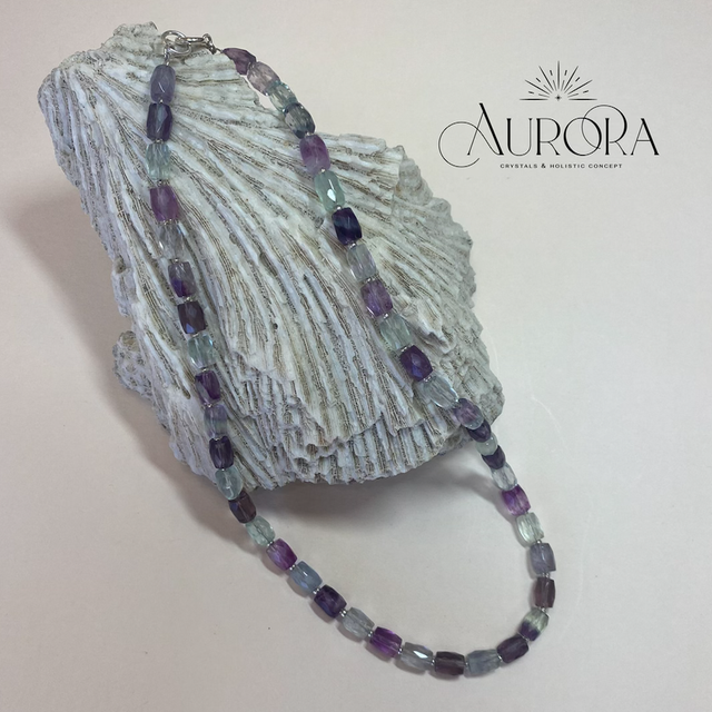 CLEAR MIND Regenbogen Fluorid Kette 925 Silber 