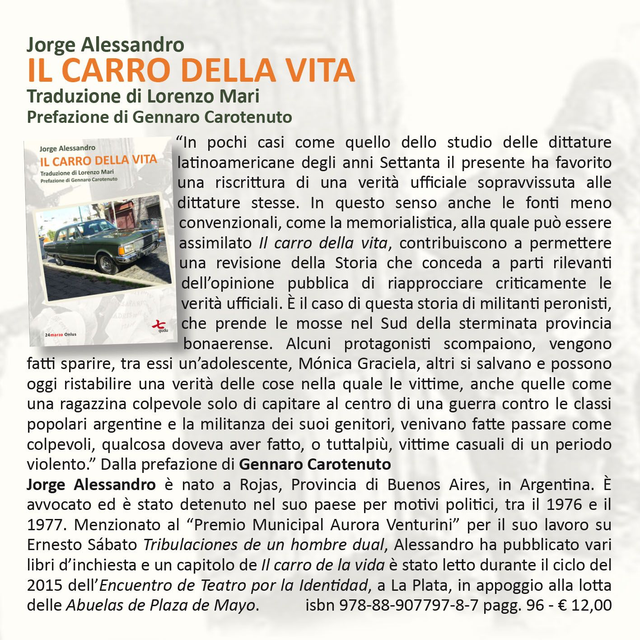 Jorge Alessandro, "Il carro della vita" (trad. di Lorenzo Mari), qudulibri 2015