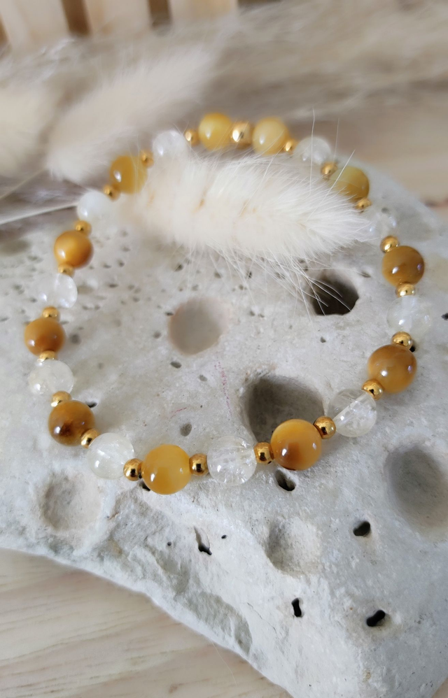  Bracelet Oeil de tigre et Citrine "Confiance en soi" 