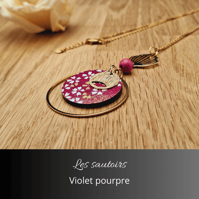 Collier sautoir Olympe - Violet pourpre