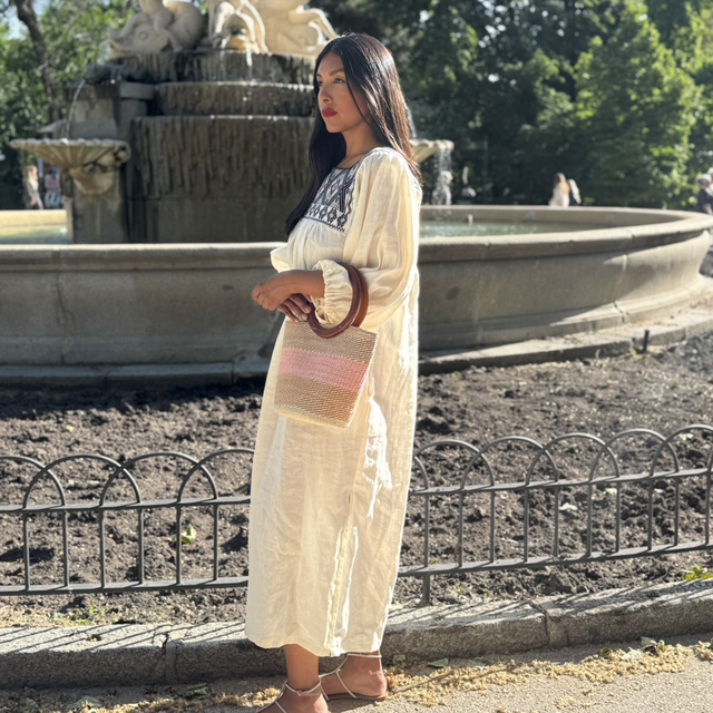 Vestido lino con telar 