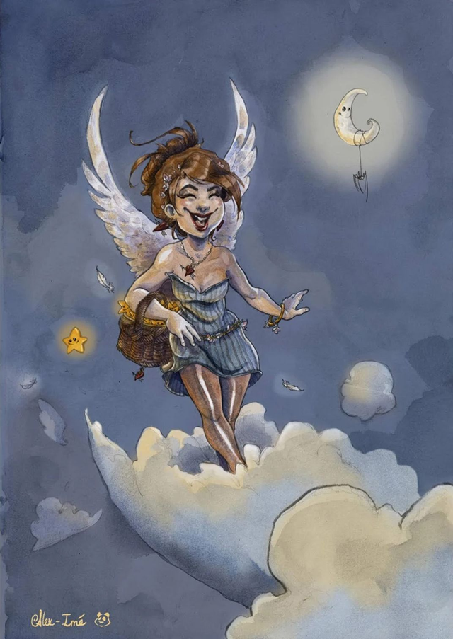 A4, deux personnages, couleur - commande d&#039;illustration originale