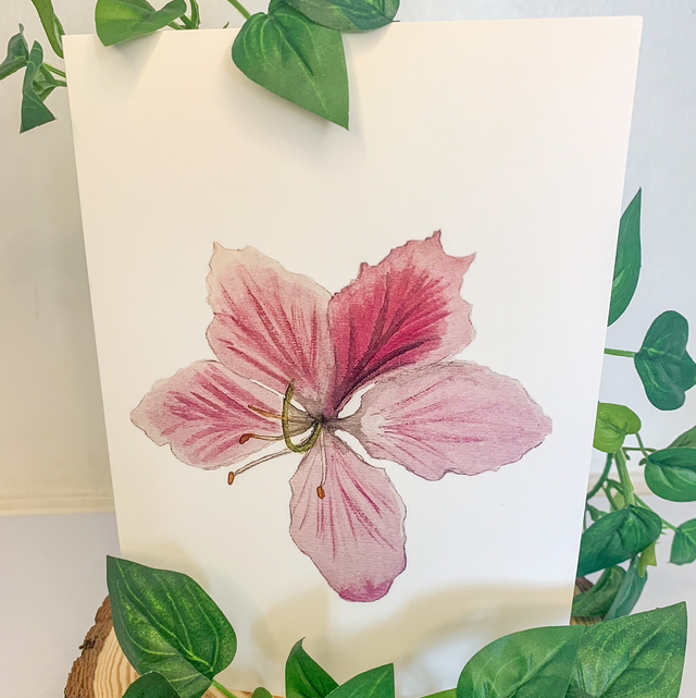 Watercolour Lily card (Blank)
