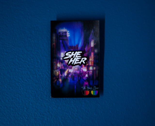 John Carpenter's "They Live" Inspired She/Her Pronoun Pin Badge