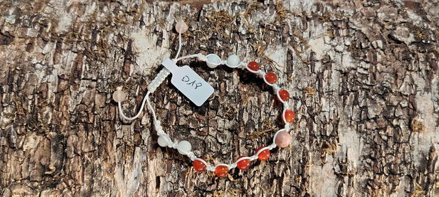 Bracelet macramé cornaline rhodonite quartz ref.D18
