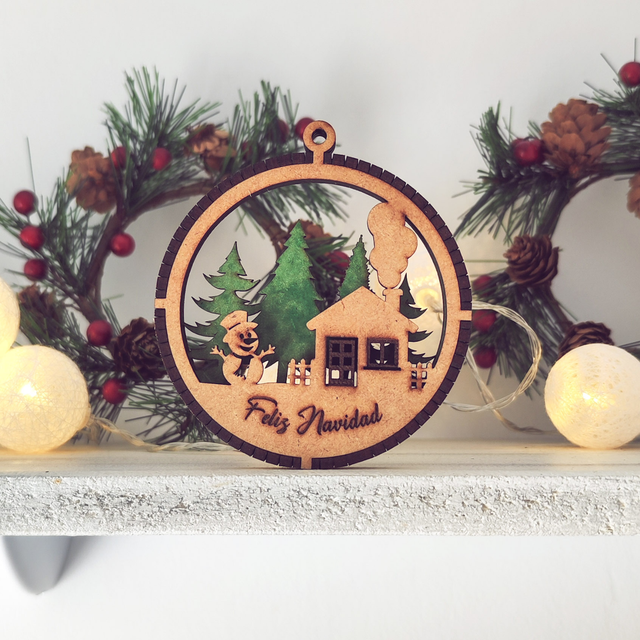 Bolas de navidad &quot;Muñeco de nieve y casita&quot;