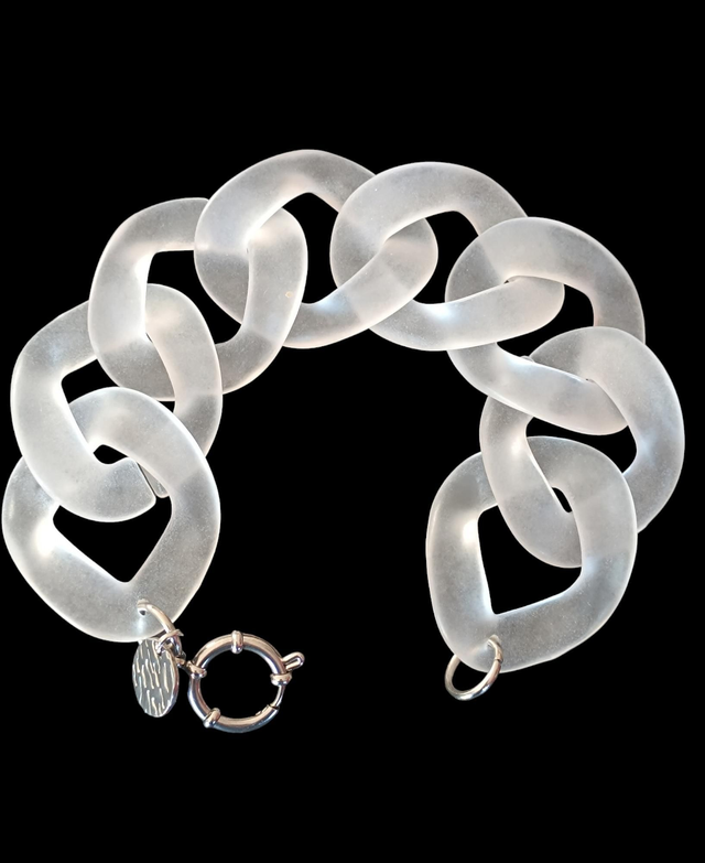 Bracelet Résine XXL Transparent Givré 