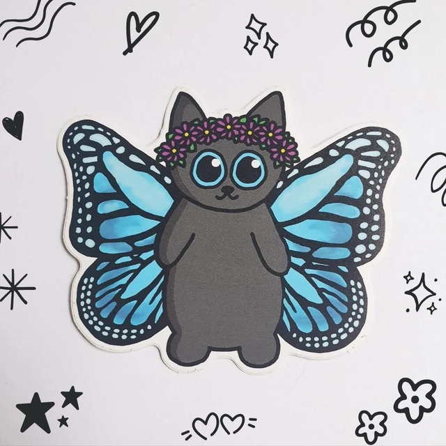 Butterfly Cat Sticker