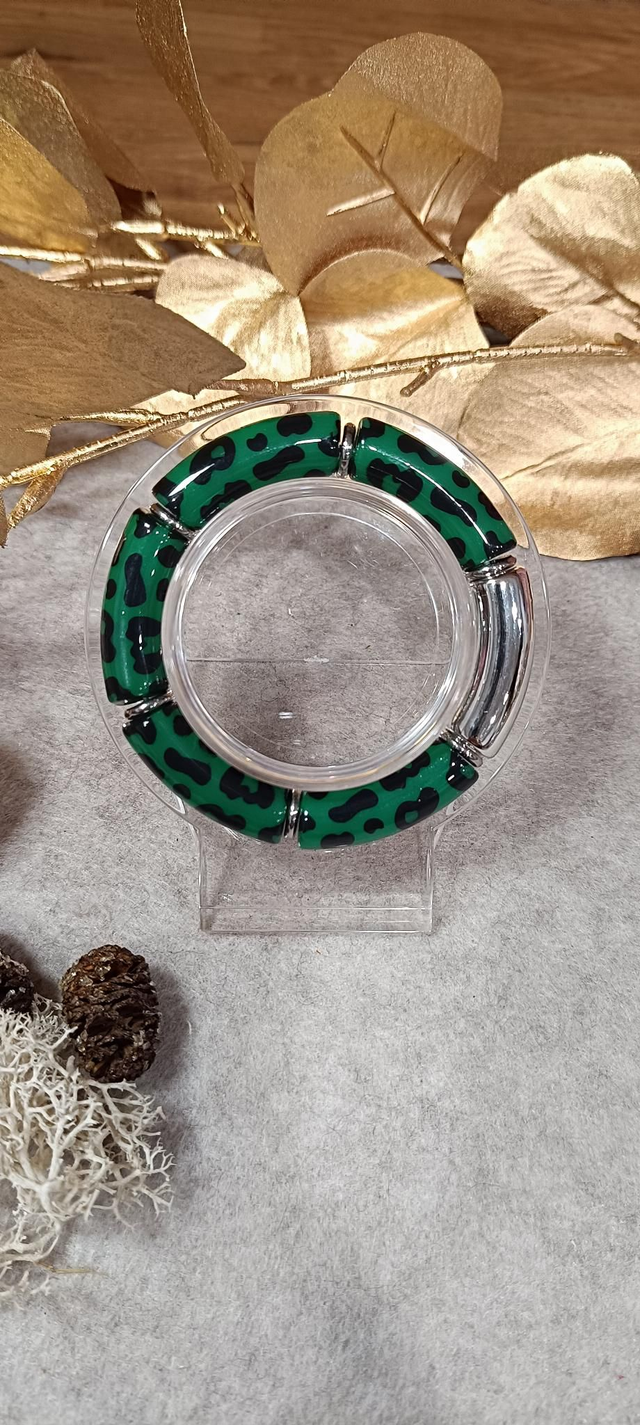 Bracelet perles léopard vertes