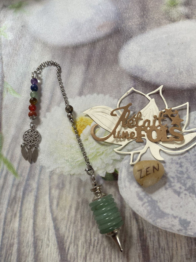 Pendule disque 7 chakras “Attrape-Rêves Énergétique” - Aventurine