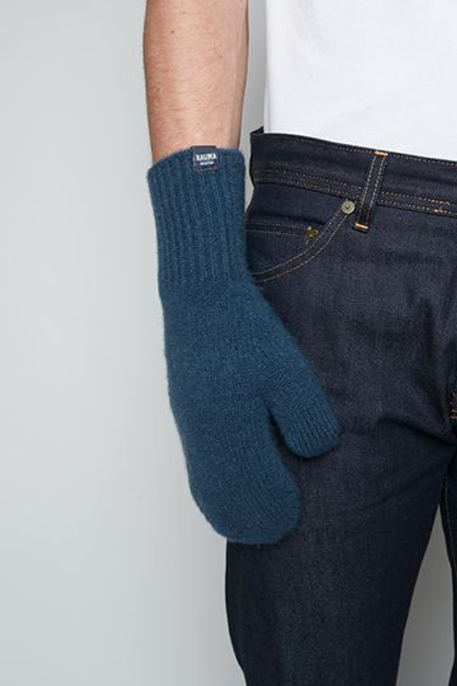 Wool Felt Mittens - Midnight Blue