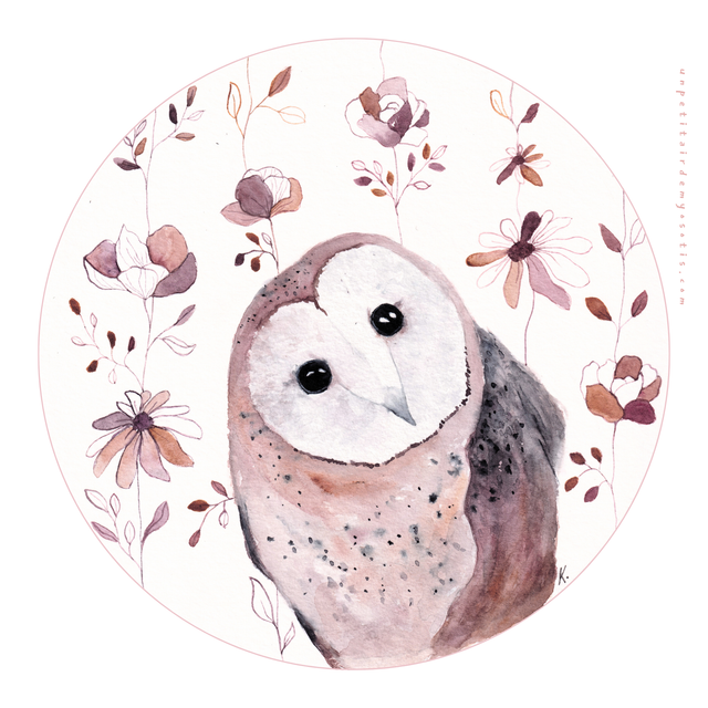 Carte postale Chouette (médaillon)