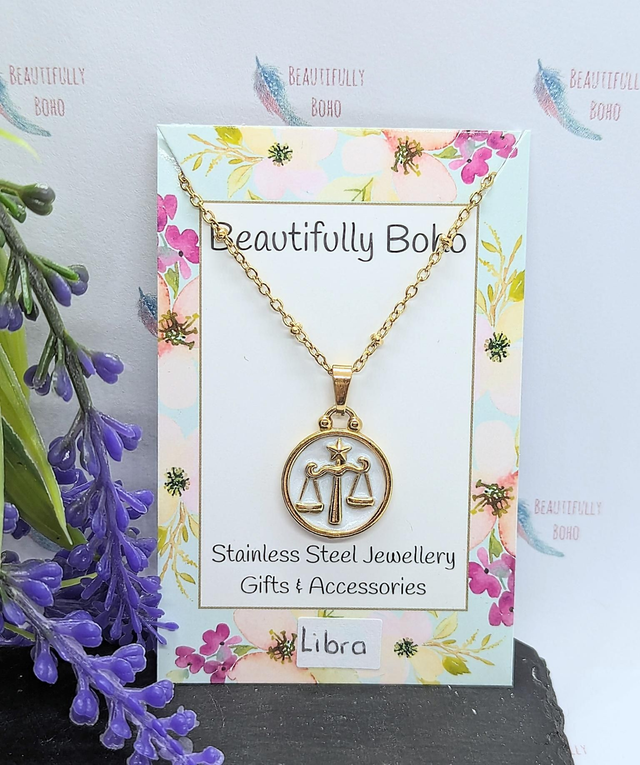 Horoscope Gold Tone Plated Stainless Steel Necklace 