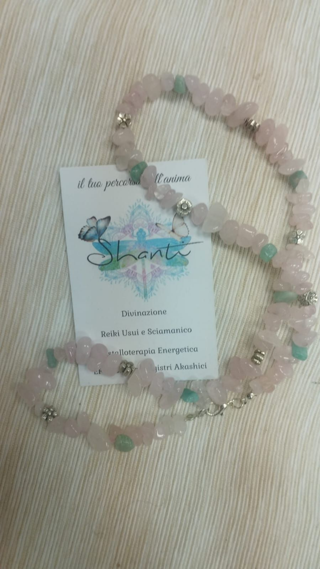 Collana donna chips quarzo rosa