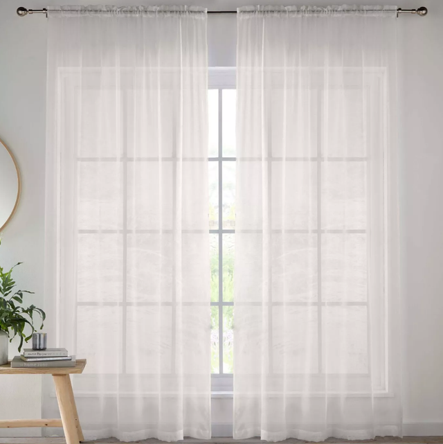 Crystal Sheer Cream Plain Voile Panels (Pair)