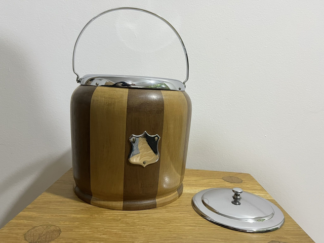 Mid-Century Vintage Wood Ice or Biscuits Bucket.