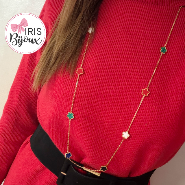 Collana lunga fiori colorati 