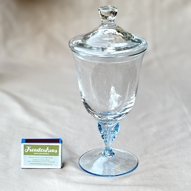 Bonbon Glas Kristall blau mit Deckel