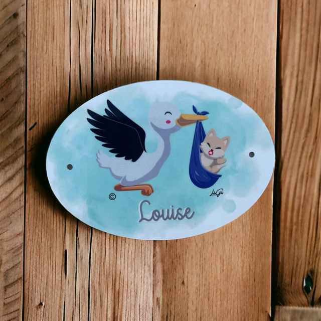 Plaquette de porte ovale en acrylique (à personnaliser)(intérieur)