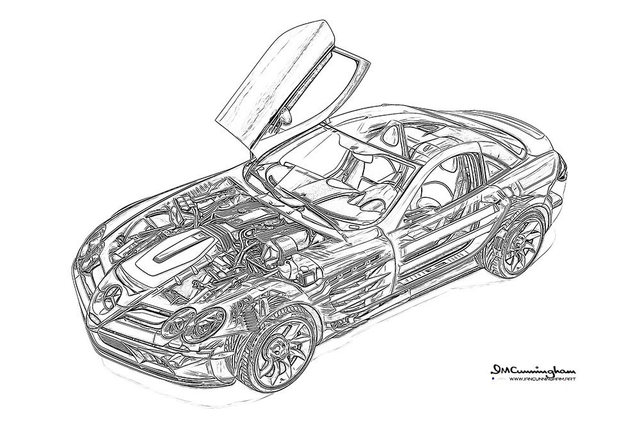 C240107 Mercedes-Benz SLR McLaren Cutaway Drawing