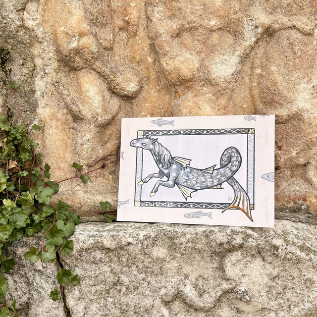 Kelpie mythical horse gold foiled card