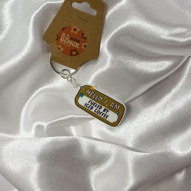 ‘Fueled by iced coffee’ Keychain