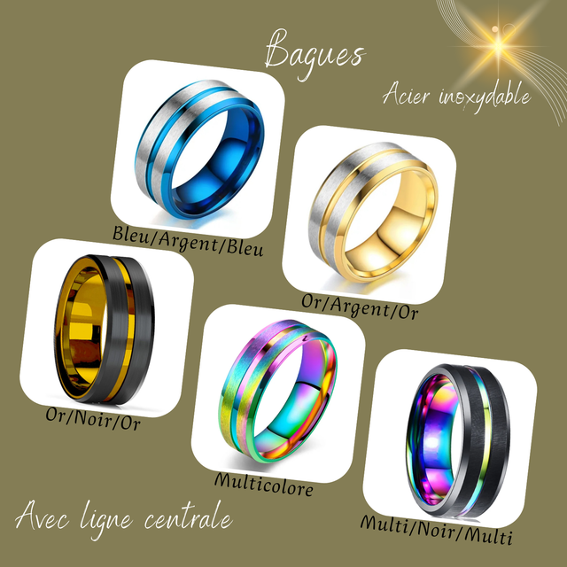 Bague avec ligne centrale