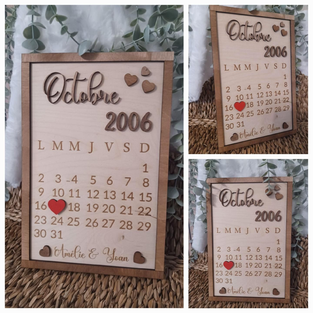Calendrier en bois à personnaliser