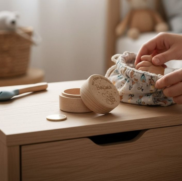 Boîte à dents de lait personnalisée en bois - cadeau souvenir pour bébé ou enfant