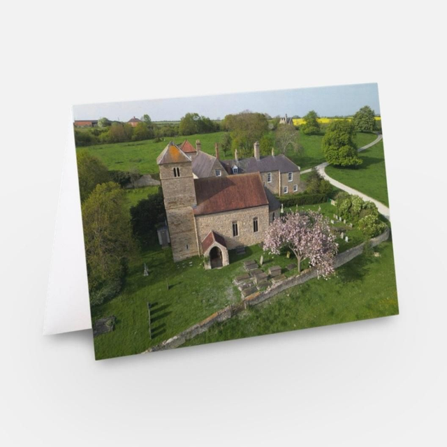 Greetwell Church Cherry Blossom tree landscape greeting card